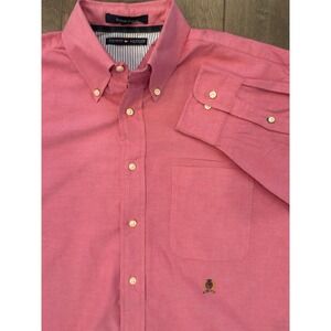 Tommy Hilfiger Original Oxford Red Shirt Mens Size‎ Large Crest Button Down L/S